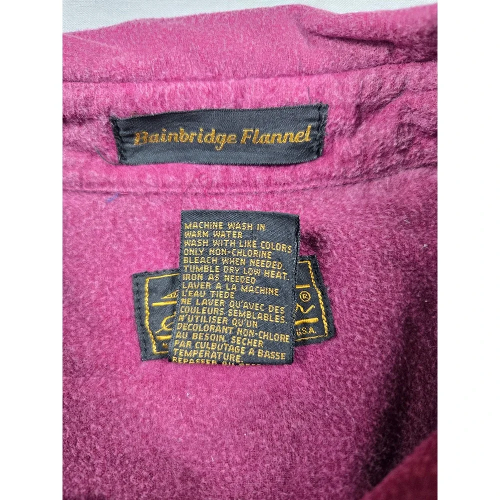 Eddie Bauer Bainbridge Flannel Shirt Mens Large Burgundy Purple Cotton Button Up